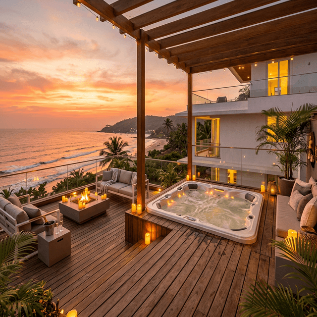 Unwind in your private terrace jacuzzi, soaking in panoramic views.